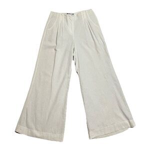 Jennifer Lopez Extra Wide Leg Cream Linen Pants Pleated Lined Y2K Fashion Sz 8